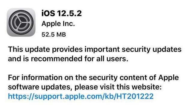 北镇苹果手机维修分享iOS12.5.2发布，建议所有老苹果用户安装 